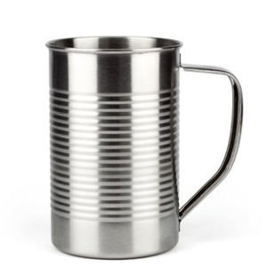 Mug à café en acier inoxydable côtelé de qualité supérieure, tasse à thé en métal à double paroi avec finition miroir et poignée ergonomique pour le bureau et la maison - Product Image 1