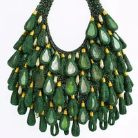Sac Potli artisanal de luxe vert émeraude avec perles et broderies en cristal, en coton, avec cordon de serrage, pour soirées et fêtes, pour femmes et jeunes filles