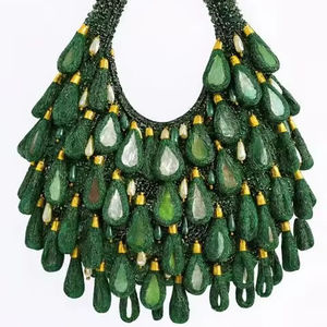 Bolso de Mano de Lujo Hecho a Mano con Cuentas de Color Verde Esmeralda y Tela de Algodón, Exquisito Bolso de Noche Bohemio con Adornos de Perlas y Cristales 2026 - Product Image 1