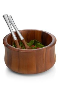 Tazón de ensalada de madera, tazón de madera de acacia, tazón de madera para servir, tazón grande para ensalada, tazón para servir frutas, tazón de madera para mezclar. - Product Image 3
