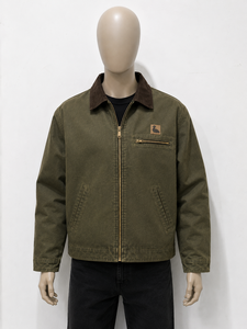 Veste d'hiver matelassée respirante pour homme, vert olive, Detroit, 100% coton, toile de canard, col rabattable, fermeture éclair, 220g, vêtements de travail - Product Image 2