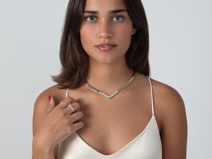 Women's Gold Plated Marquise Cut Diamond <b>Choker</b> Necklace Luxury Geometric Design Claw Setting Wedding Jewelry - Product Image 2