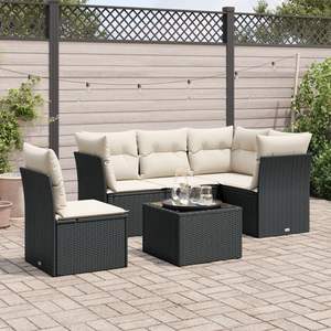 Ensemble de canapés de jardin modulaires moyens en rotin PE noir - Product Image 1
