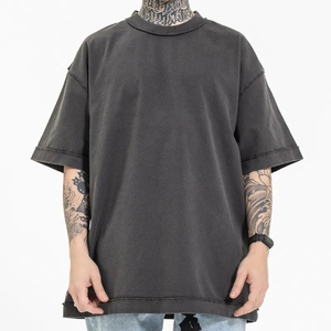 T-shirt pour homme en coton 100% délavé à l'acide, imprimé sur mesure, style streetwear, respirant, séchage rapide, col rond, coupe classique, tissu 300g - Product Image 6