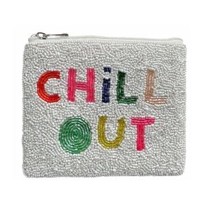 Porte-monnaie Chill Out en perles avec fermeture éclair, pochette brodée, petite boîte à cartes et étui à maquillage, portefeuille cadeau pour femme - Product Image 1
