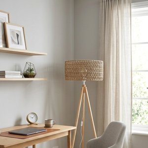 Lámpara de Pie Moderna de Lujo Hecha a Mano con Mimbre Natural, Lámpara de Pie Rectangular de Ratán Tejido Ecológico para Sala de Estar - Product Image 2
