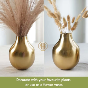 Modern Polished Brass Metal Flower <b>Vase</b> Golden Teardrop Bud Tabletop Floral Pot Luxury Minimalist Decor Centerpiece Planter - Product Image 5