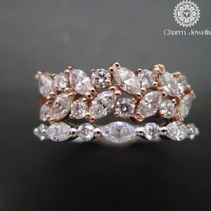 Charm Women's <b>Silver</b> 18K Gold Plated Cushion Cut Moissanite IGI Certified Prong Setting Classic Engagement Eternity <b>Band</b> <b>Ring</b> - Product Image 4