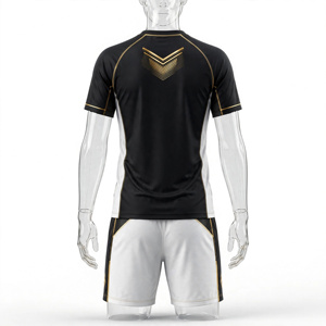 AMKOOR ENTERPRISES Unisex Black Gold Sports Jersey Set Breathable 100% Polyester Sublimation Print Adult <b>Athletic</b> Wear - Product Image 6