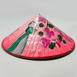 Beach cultural event accessory traditional farmer <b>hat</b> designer leaf cap hand painted non la - Product Image 2