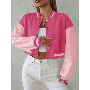 Chaqueta Varsity Corta en Magenta y Rosa Claro con Mangas en Contraste y Logotipo Personalizado - Product Image 6