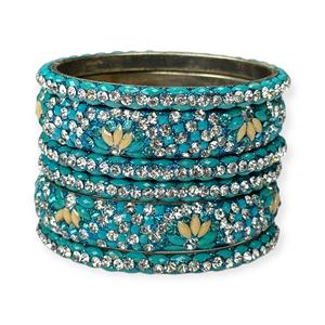 Elegantes Brazaletes de Perlas Azules Metálicas Brillantes de Moda, Ideales para Bodas y Fiestas, Precio al por Mayor Premium - Product Image 1