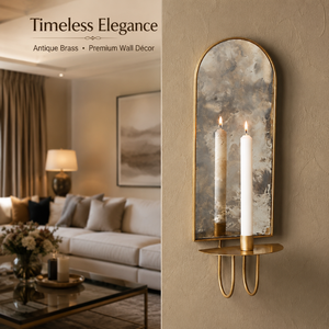 Modern Arched Mirrored Wall <b>Sconce</b> Brass <b>Candle</b> Holder Decorative Antique Mirror Wall Accent Luxury Home Décor for Living Room - Product Image 4