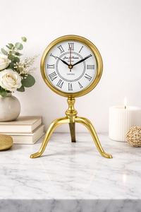 Classic Gold Brass <b>Table</b> <b>Clock</b> with Roman Numeral Dial Vintage Desktop Timepiece Elegant Office Home Decor - Product Image 6