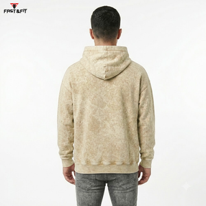 เสื้อฮู้ดดี้สีพื้นเรียบง่าย สวมใส่สบาย ราคาสุดคุ้ม สำหรับผู้ชาย ทรงโอเวอร์ไซส์ ล้างสีแบบแอซิดวอช - Product Image 2