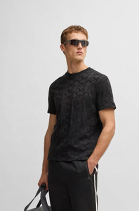 Camiseta Premium Negra Texturizada para Hombre, Estilo Urbano Moderno, Manga Corta, Tejido de Algodón, Formal, Ligera y Transpirable - Product Image 3