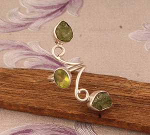 Fancy <b>Peridot</b> Row <b>Ring</b> 925 Sterling Silver Unique Designer Multi-Stone Band Handmade Natural Green Gemstone Jewelry Wholesale - Product Image 1
