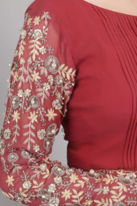 Elegante Vestido de Mujer de 1 Pieza con Dupatta Color Marrón con Cuentas, Lentejuelas y Perlas - Product Image 6
