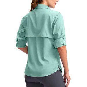 Chemise de pêche à manches longues pour femmes, boutonnée, couleur unie, respirante, protection solaire UPF 50, haut décontracté pour la pêche - Product Image 6