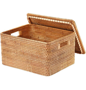 Cesta de Ratán Natural de Diseño Único y Excelente para Picnic, Jardín y Cocina, Cesta de Ratán Hecha a Mano para Almacenamiento Multiusos - Product Image 1