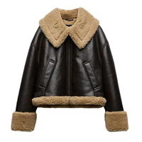 Veste en cuir PU, fausse fourrure, col rabattable, fermeture éclair, imperméable, réversible, chauffante, streetwear d'hiver, mode unisexe