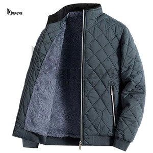 Men's Puffer <b>Jacket</b> Stand Collar Zipper Windproof Thick Polyester <b>Winter</b> Fit Solid Color - Product Image 4