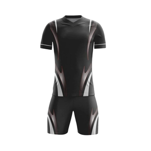 Maillot de football sublimé noir et vert pour homme, manches courtes, col rond, kit athlétique en polyester anti-humidité - Product Image 2