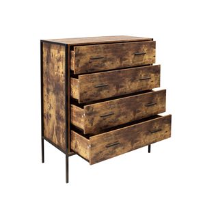 Cassettiera in Stile Industriale con 4 Cassetti in Legno Marrone Rustico e Telaio in Acciaio Robusto, Organizzatore per Vestiti - Product Image 5