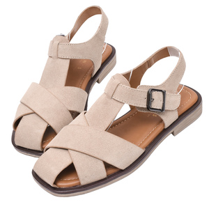 Ann'S Women Genuine Leather Open <b>Toe</b> Summer Cross Strap Ankle Strap 2.5cm Low Heel Comfort Walking Sandals - Product Image 1