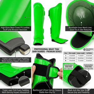 Protège-tibias de boxe Muay Thai pour enfants, personnalisés par le fabricant, en cuir PU professionnel - Product Image 4