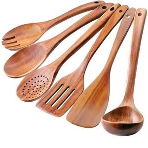 Juego de utensilios de cocina de 6 piezas de nogal oscuro de alta demanda: espátula para pasta, cuchara ranurada y utensilios de madera para sartenes antiadherentes - Product Image 5