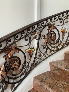 Victorian Cast Iron Stair <b>Railings</b> Ornate Metal Balusters Rust Resistant <b>Wall</b> Mounted Indoor Staircase Handrails - Product Image 6