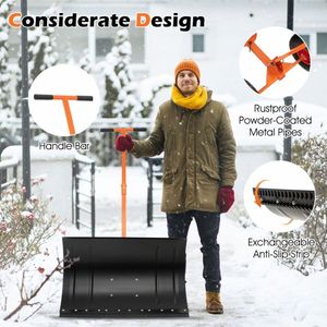 Pala da Neve con Manico a T e Ruote, Pratico Spazzaneve per Esterni - Product Image 3