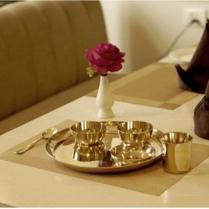 Pure Bronze Kansa Dinner Set Traditional Indian <b>Dinnerware</b> for Health Conscious Living - Product Image 1