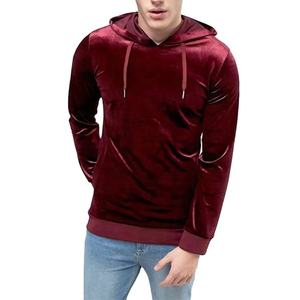 2021 OEM Custom lightweight high quality fashion gym fitted velour pullover hoodie velvet pants 2 piece set - Product Image 4