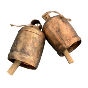 Extra Large Rustic Christmas <b>Cow</b> <b>Bells</b> on Rope Handmade Antique Copper Finished Iron Hanging <b>Bells</b> For Holiday Wreath Farmhouse - Product Image 1