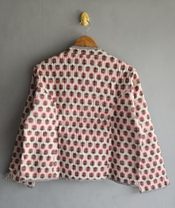 Quilted <b>Jacket</b> Women's <b>Mandarin</b> <b>Collar</b> Full Sleeve Printed Cotton Autumn Style Regular Length Button Closure gift for her - Product Image 6