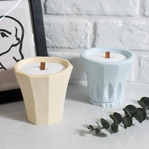 Pot de fleurs carré à découpe irrégulière, pot de fleurs rond, motif de pierre, porte-bougie, moule en silicone pour bougie - Product Image 3