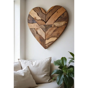 Décoration murale en forme de cœur en bois recyclé fait main, style farmhouse, art en bois de palette recyclé pour salon à prix raisonnable - Product Image 1