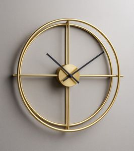 Minimalist Round <b>Wall</b> <b>Clock</b> Analog Quartz Silent Gold Plated Metal Living Room <b>Decor</b> - Product Image 1