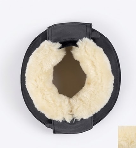 Custom Horse Bell Boots Neoprene Overreach Boots with Faux Sheepskin Fleece <b>Trim</b> & Hook Loop Fastener Solid Color Outdoor - Product Image 3