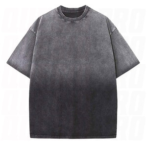 T-shirt Homme Vintage Brodé Effet Vieilli Délavé à l'Acide Streetwear 100% Coton Logo Personnalisé Coupe Oversize Vente en Gros - Product Image 1