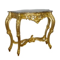 Table d'entrée antique de luxe Table console en feuille d'or avec dessus en marbre Table d'entrée implorée à la main pour meubles de maison de style français