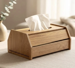 Boîte à mouchoirs rectangulaire en bois d'acacia de qualité supérieure, faite à la main, en bois massif, pour la maison, l'hôtel et le bureau, écologique - Product Image 4
