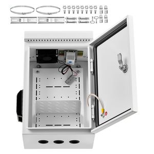 IP65 Ventilated Design Outdoor Electrical Junction Box Cold Rolled Steel <b>Thermostat</b> Fan Rain Hood Temperature <b>Controlled</b> (TDS) - Product Image 1