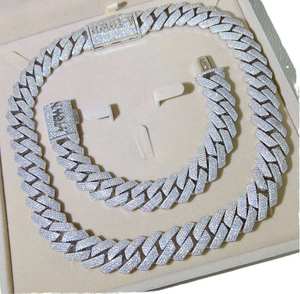 Collier pour homme en argent plaqué or rose, avec diamants de laboratoire tendance, chaîne cubaine à sertissage clos, bijoux de mode hip-hop pour soirée - Product Image 3