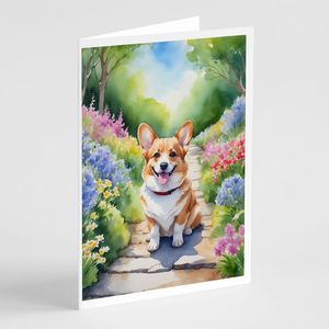 Corgi Spring PATH การ์ดอวยพร A7แปลกๆ, การ์ดเปล่า8ใบพร้อม5x7ขนาดซองจดหมาย - Product Image 1