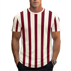 เสื้อกีฬาผู้หญิงสีแดงเลือดหมูพิมพ์ลายทางแนวตั้งสีขาว คอกลม แขนกุด สไตล์ลำลอง ระบายอากาศได้ดี ผลิตจากผ้าสแปนเด็กซ์/ไนลอน เหมาะสำหรับเล่นฟุตบอล - Product Image 1