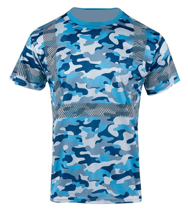 เสื้อเชิ้ตทำงานแขนสั้นลายพรางสีน้ำเงินสำหรับผู้ชาย ผ้าโพลีเอสเตอร์ ระบายอากาศได้ดี พิมพ์ลายแบบซับลิเมชั่น แฟชั่นยูนิฟอร์ม - Product Image 1