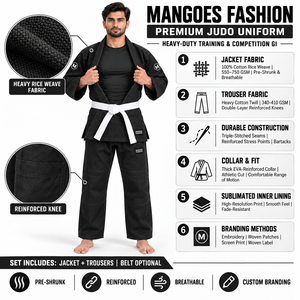 Kimono de Judo al por Mayor para Entrenamiento y Torneo, Tejido de Arroz de 450-750 GSM, Costuras Reforzadas en la Solapa, Antibacteriano - Product Image 6